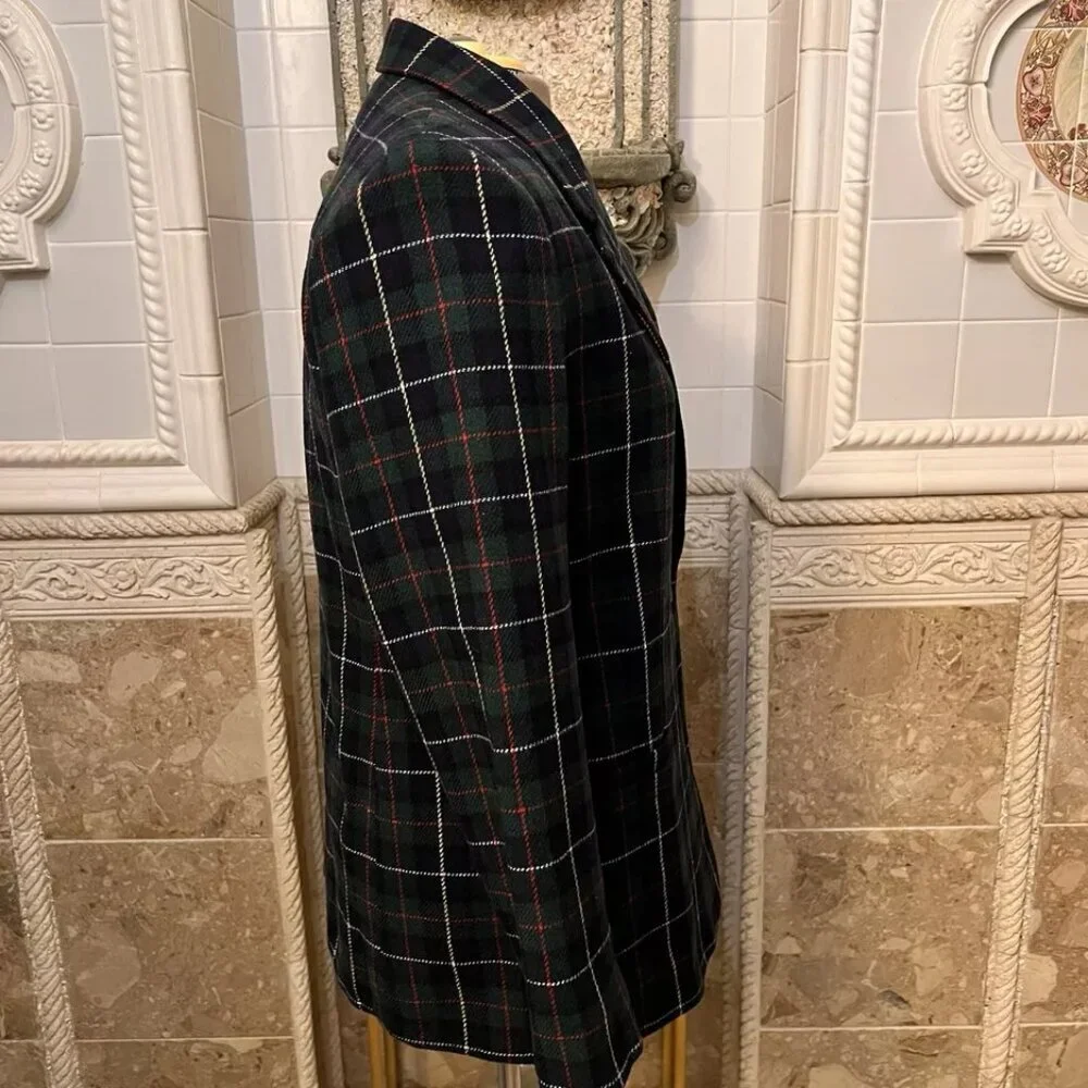 White Stag. Size 14. Wool Poly. Navy Green Tartan Plaid. Lined. L - Picture 3 of 5